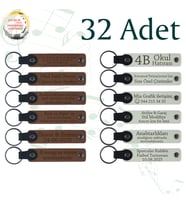 A Kahve & Beyaz, Öğrencileriniz İçin Yıllarca Saklanacak Hatıra, 32’li Set, Mesajlı Deri Anahtarlık