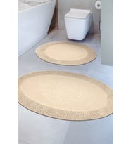 Tiffany Oval 2'li Pamuklu Klozet Takımı, Capuccino Banyo Paspas Seti