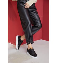 Vontex Siyah Hakiki Deri Kadın Sneakers