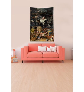 Multirenk Savaşın Sanatı Leke Tutmaz Kadife Kumaş Duvar Örtüsü Duvar Halısı Tapestry (Çok Renkli)