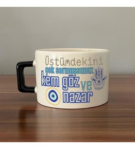 Üstümdekini Çok Sormuşsunuz Baskılı Siyah Kulplu C Fincan