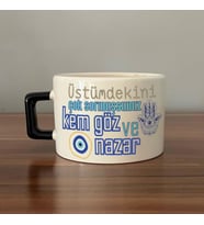 Üstümdekini Çok Sormuşsunuz Baskılı Siyah Kulplu C Fincan