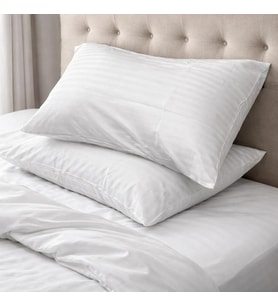 Clasy 2 Li %100 Pamuk Saten Çizgili Yastık Kılıfı 50 x 70 (Beyaz)
