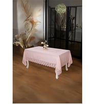 Narin Lüx Dantelli Keten Kumaş Pudra Masa Örtüsü 160x230 Cm - 1127 (Krem)
