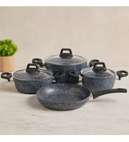 7 Parça Granit Tencere ve Tava Seti (20-24cm Derin, 27cm Cam Kapak, 26cm Tava)