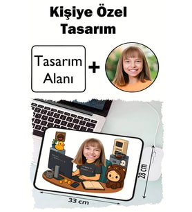 Kişiye Özel Karikatürlü Fotoğraflı 33x28 Cm Mousepad Kaymaz Taban Rahat Konforlu Mouse Pad2