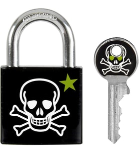 Master Lock 3430Eurdskull Anahtar Asma Kilit, Kafatası Motifli, 5,3 X 3 X 1,5 Cm, Siyah, Beyaz Ve Ye