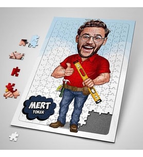 Kişiye Özel Elinden Her İş Gelen Erkek Karikatürlü Puzzle