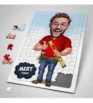 Kişiye Özel Elinden Her İş Gelen Erkek Karikatürlü Puzzle