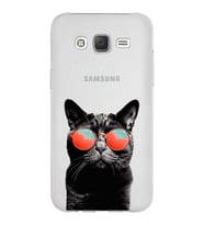 PrintiFy Samsung Galaxy J5 ile Uyumlu 1mm Slim Fit Kedi 3 050d Baskılı Şeffaf  Kılıf