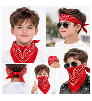 Kırmızı Kovboy Fuları Çocuk Bandana Western Desenli Boyun Fuları