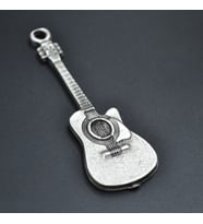 Gitar Kolye Ucu - Antik Gümüş Kaplama - Kod:39