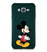 Samsung Galaxy J7 Core Soft Premier Kapak Mickey Mouse-D Tasarımlı Silikon Kılıf - Yeşil (Şeffaf)