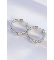 Pirinç Gümüş Renk Zincir Model Halka Küpe 5886 - SSSSSS6001-3192