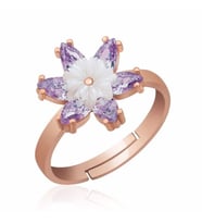Harem Altın Gümüş Rose Lila Lotus Çiçeği Yüzük
