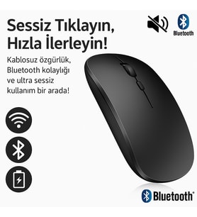 Sessiz Bluetooth Kablosuz Mouse – Şarjlı ve Konforlu Kullanım