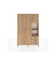 Arges Gardrop 5 Raflı 3 Çekmeceli Tek Askılı 132x30x195 Çam-Çam
