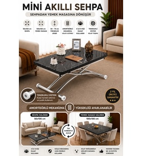 Mini Juppo Dışa K Akıllı Sehpa Üst Tabla Mdf Oval Köşe Alt Krom Kaplama
