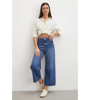 Önü Cepsiz Straight Jean Mavi