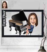 Kişiye Özel 3D  Ahşap Tablo Piyano Çalan Kadın 30x40 -1