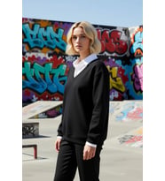Kadın Polo Yaka Standart Kol Düz Desen Sweatshirt Fonksiyonel Dayanıklı Kaliteli Konforlu Şık