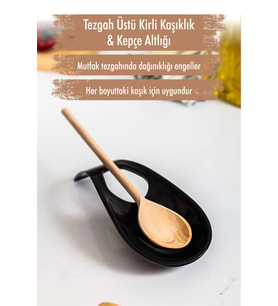 Akrilik Siyah Tezgah Üstü Kirli Kaşıklık & Kepçe Altlığı