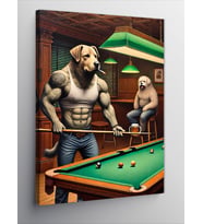 Kanvas Tablo Bilardo Masasında Köpekler