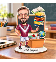 Fotoğrafa ve İsme Özel Erkek Öğretmen Karikatür Biblo