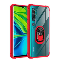 Xiaomi Mi Note 10 Lite Kılıf Şeffaf Sararmaz Yüzüklü Mola Kapak (Kırmızı)