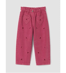 LCW Kids Pembe Nakışlı Kız Çocuk Jean Pantolon
