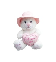 Sevimli Şapkalı Kalpli Peluş Ayıcık 43 CM - Uyku Ve Oyun Arkadaşı Peluş Oyuncak PEMBE (Karışık)