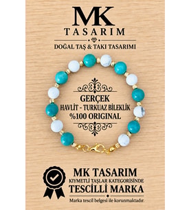 GERÇEK HAVLİT TAŞI-TURKUAZ TAŞI BİLEKLİK MK.7000.872- RAHATLIK-DİNGİNLİK-ENERJİ- STRES BİLEKLİĞİ- RENKLERİ BOYA DEĞİLDİR -KENDİ RENGİDİR