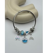 Çelik Silver Taşlı Mavi Balık Charmlı Pandora Bileklik - 26blk67