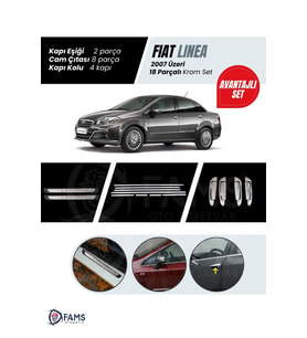 Fiat Linea Krom Aksesuar Seti 2007 Üzeri P. Çelik (Cam Çıtası-Kapı Kolu-Kapı Eşiği)