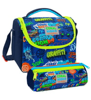 Coral High Saks Grafiti Desenli Erkek Çocuk Isı Yalıtımlı Beslenme Çantası ve Kalemlik Seti