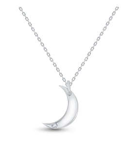 Pırlantalı Luna Ay Kolye (Gümüş)