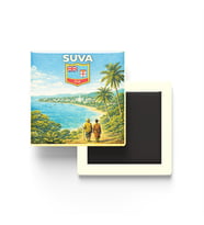 Retro Fiji Suva Şehri Temalı Vintage Buzdolap Magneti – 9x9 cm