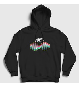 Presmono Unisex Siyah Wave Arctic Monkeys Kapüşonlu Sweatshirt 294490tt