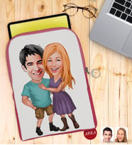 BK Gift Kişiye Özel Sevgililer Karikatürlü Taşınabilir Koruyucu Tablet Kılıfı & Organizer Çanta - Pembe-80