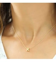 Gümüş Gold 3 Boyutlu K Harf Bayan Kolye