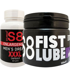 Stimul8 Lube Fist Lube LUBRIKANT500 ml + Stimul8 Erkeklere Özel XXXL60LI Caps