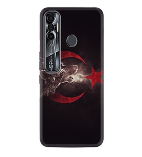 Tecno Spark 6 6 Go 8C 8 Pro 7 7 Spark 9 Pro Kılıf Desemli Silikon Kurt ve Ay Yıldız 1403