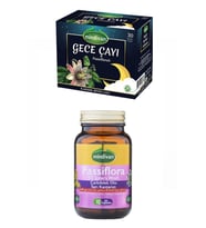 Mindivan Passifloralı Gece Çayı 30 Süzen Poşet & Passiflora Çarkıfelek Otu Ve Kantaron Ekstreli Kapsül SET