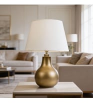 Vera Krem Başlıklı Eskitme Gold Modern Abajur