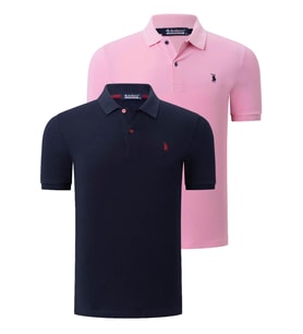 İKİLİ SET T8561 DEWBERRY ERKEK TSHIRT-LACİVERT-PEMBE