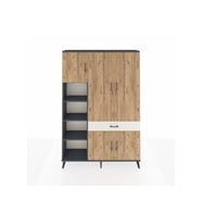 Arges Dolap 8 Raflı Tek Çekmeceli 5 Kapaklı 132x30x195 Antrasit-Çam/Aytaşı