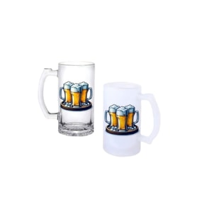 Ghostbastır Design Tepside Biralar Kulplu Bira Bardağı Buzlu veya Şeffaf Seçenekli 0229