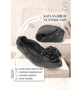 Virelle Kadın Babet Ayakkabı — RENK: SİYAH CİLT, NUMARA: 39