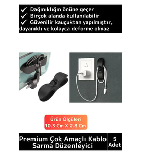 Premium Bilgisayar Notebook Şarj Kablosu Fön Airfryer Mutfak Çok Amaçlı Kablo Sarma Düzenleyici 5 Ad