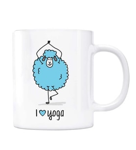 I Love Yoga Kişiye Özel İsimli Kupa Bardak - Kuzu Mavi Renk